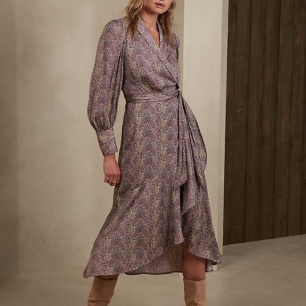Banana Republic Paisley Long Sleeve Wrap Dress
